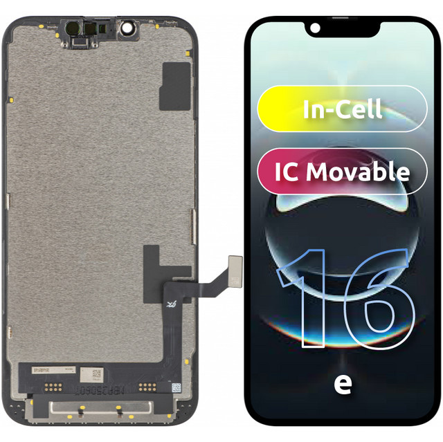 JK Touchscreen-Display mit Rahmen für Apple iPhone 17e / 16e, LCD In-Cell IC bewegliche Version, Schwarz - Bild 1