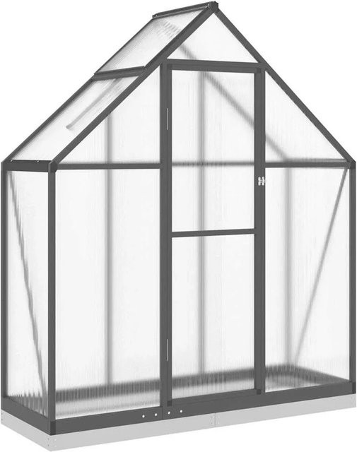 Furnicato Gewächshaus aus Aluminium mit Fundamentrahmen und Polycarbonat in Anthrazit, H x B x T: 202 x 169 x 58 cm - Bild 1