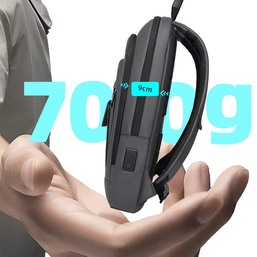 HK Business-Rucksack für Herren, wasserdichter Laptop-Rucksack für 15,6 Zoll mit USB-C-Anschluss und Diebstahlsicherung, Schwarz - Bild 6