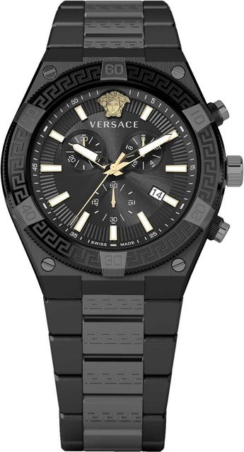 Versace Chronograph, Edelstahl, Schwarz, Quarz, 46mm, Herren - Bild 1