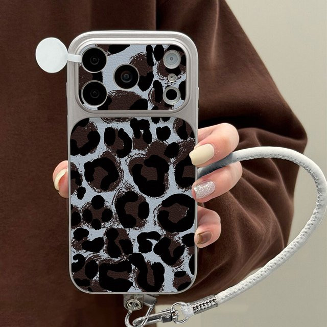AKABEILA Handyhülle mit Leopardenmuster und Handgelenkschlaufe für iPhone 11 bis iPhone 17 Pro Max, stoßfest und ultraschlank, mehrfarbig - Bild 1