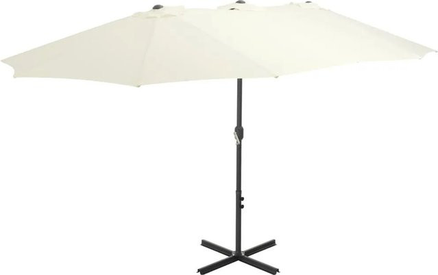 vidaXL Sonnenschirm mit Aluminium-Mast und Polyester-Stoff in Sandweiß, B: 460 cm, T: 270 cm, H: 246 cm - Bild 1