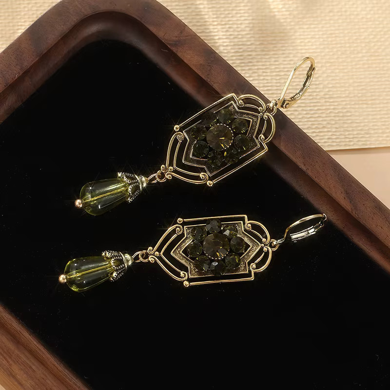 Hängeohrringe Kupfer, Gold, Zirkonia, Damen, Vintage - Bild 3