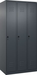 C+P Spind Classic PLUS Garderobenschrank mit 3 Abteilen in Anthrazit, B/T/H: 90 x 50 x 185 cm - Bild 1