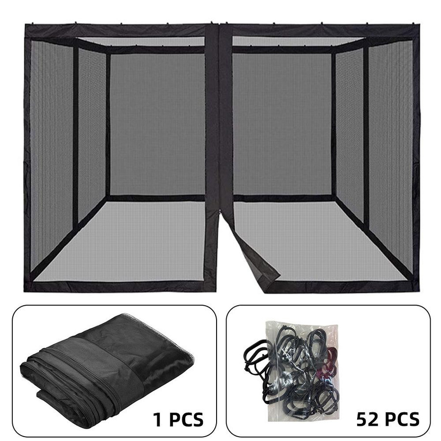 KaiSai Moskitonetz für Terrassenüberdachung und Veranda aus Polyester, 4 Paneele, Schwarz, B: 300 cm x B: 300 cm - Bild 4
