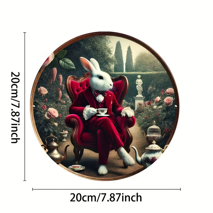 Runde Aluminium-Wandkunst von Ideal Chris im Alice im Wunderland Stil, Mehrfarbig, Durchmesser: 20,32 cm - Bild 2