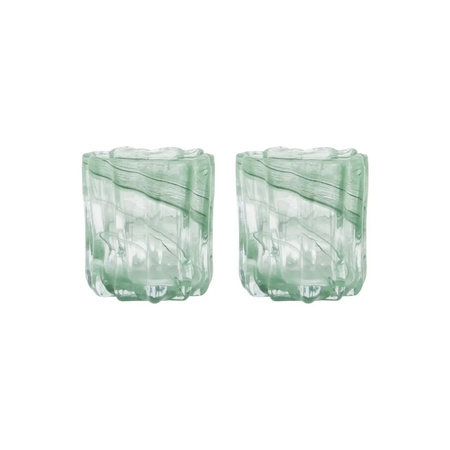 House Doctor Teelichthalter Curl grün aus Glas, 2 Stück, Höhe: 10 cm