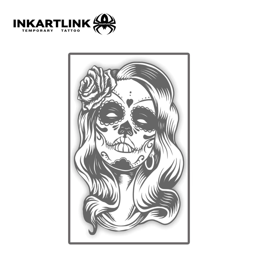 INKARTLINK Temporäres Tattoo, Rose Schädel Kopf, Damen - Bild 3