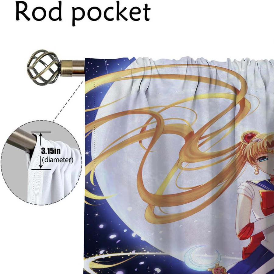 Sailor Moon Heimtextilien Vorhänge 2er Set, halbtransparent, multicolor, Breite: 50 cm, Höhe: 70 cm - Bild 3