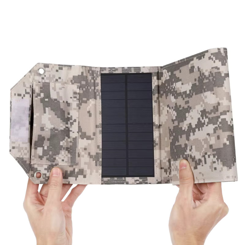 SNQP Faltbares Solarpanel in Schwarz mit 5 V und USB-Anschluss, wasserdichte tragbare Solar-Ladestation für Camping und Wandern - Bild 2