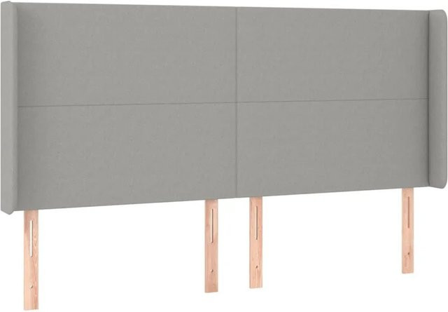 vidaXL Kopfteil mit Ohren in Hellgrau, gepolstertes Stoff-Kopfteil für das Schlafzimmer, Breite: 163 cm, Tiefe: 16 cm, Höhe: 118 cm bis 128 cm - Bild 1