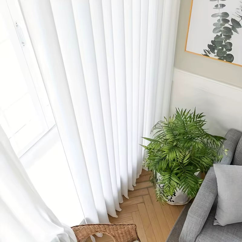 Moderner halb transparenter Tüll-Vorhang von Black Ant in Weiß für Wohnzimmer und Schlafzimmer, Breite: 140 cm, Höhe: 175 cm - Bild 5