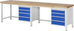 Rau Werkbank höhenverstellbar mit 8 Schubladen, B/T/H: 300 x 70 x 84-104 cm, Mehrfarbig - Bild 1