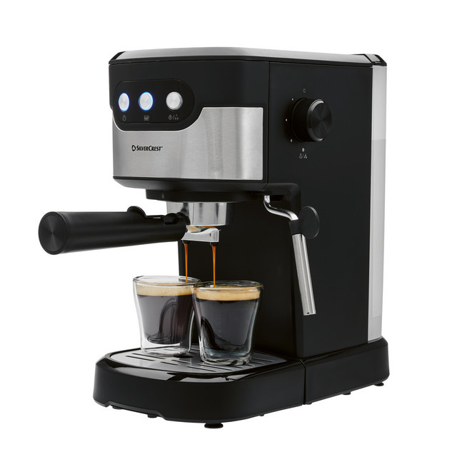 SILVERCREST Espressomaschine mit Siebträgersystem SEMB 1100 B1 in Schwarz und Silber - Bild 1