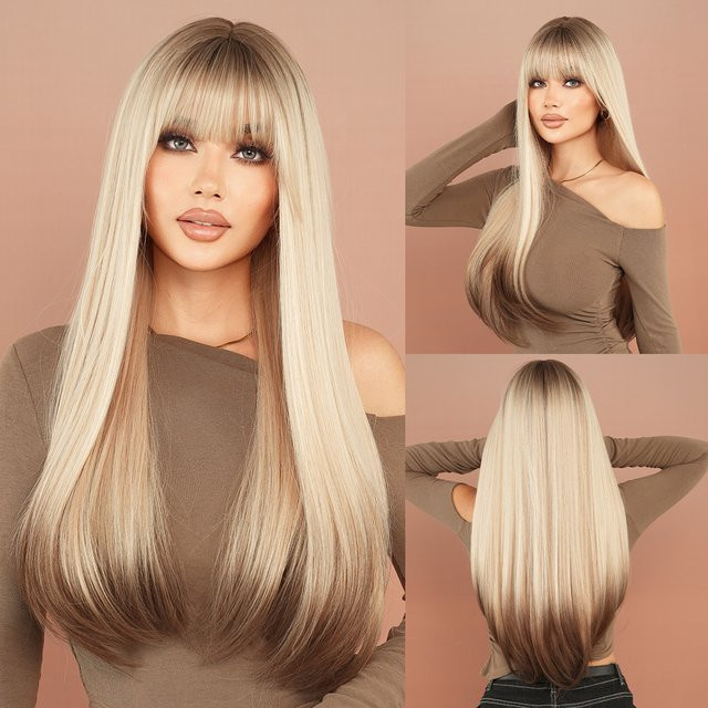 Namm Perücke mit Pony, beige, synthetisch, Damen - Bild 1
