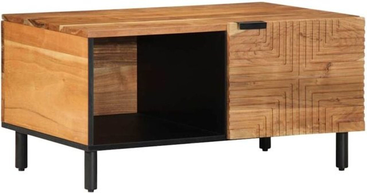 vidaxl Couchtisch aus Massivholz Akazie in Braun, Rechteckig, Industrial Style, B/T/H: 80 x 50 x 40 cm - Bild 1