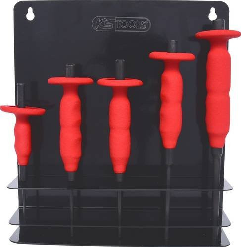 KS Tools Splintentreibersatz mit Handschutzgriff, 5-teilig, 3-8mm, rot - Bild 1