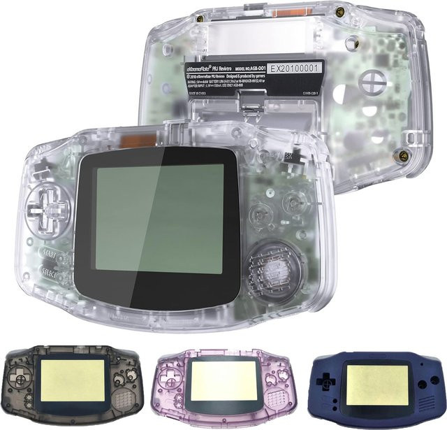 Nintendo Game Boy GBA Ersatzgehäuse-Kit mit Tasten in transparentem Weiß im Retro-Design - Bild 1