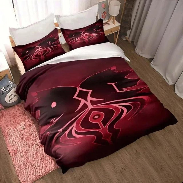 APHMAU Bettwäsche-Set mit Kawaii-Cartoon-Design, rot, aus Mikrofaser, bestehend aus Bettbezug und Kissenbezug, B/H: 260 x 220 cm - Bild 1