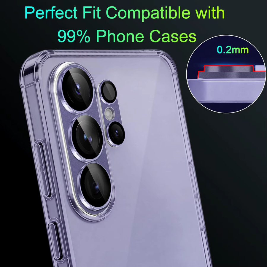 Samsung Galaxy S26 Ultra und S26 Plus Kameraobjektiv-Schutzfolie aus gehärtetem Glas, bruchfest, Schwarz - Bild 6