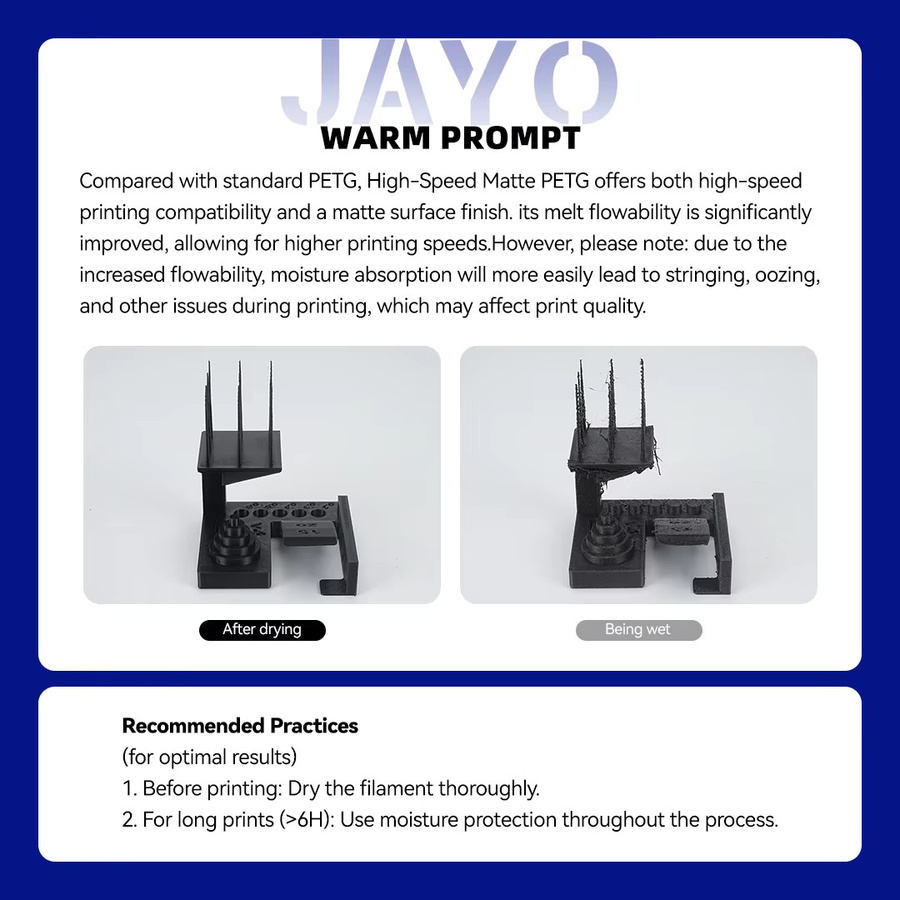 JAYO Hochgeschwindigkeits PETG 3D-Drucker-Filament 1,75mm Matt-Finish für FDM-Drucker in Mehrfarben - Bild 2
