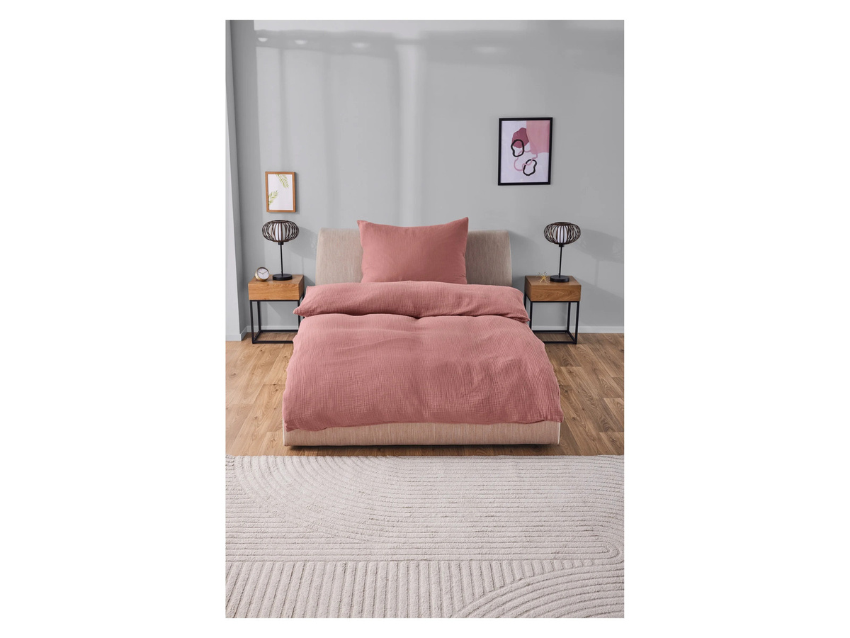 LIVARNO HOME Musselin-Bettwäsche aus Baumwolle, Pink, B/H: 135 x 200 cm mit Kissenbezug 80 x 80 cm - Bild 2