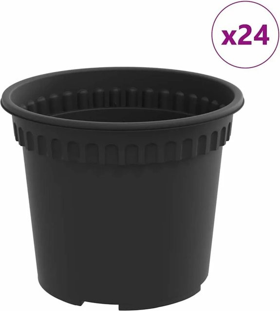 Set aus 24 runden Blumentöpfen von vidaXL in Schwarz aus Kunststoff, Durchmesser: 12,5 cm, Höhe: 10 cm - Bild 1