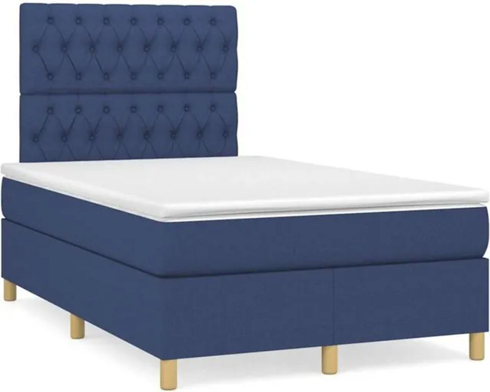 Vidaxl Boxspringbett mit Matratze in Blau aus Stoff, B/T/H: 120 x 190 cm - Bild 1