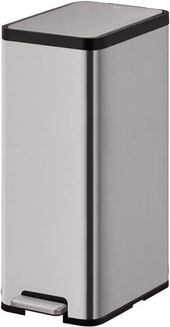 PROREGAL Treteimer aus mattgrauem Edelstahl mit herausnehmbarem Inneneimer, Silber, 45 Liter, H x B x T: 75,3 x 28,6 x 42,8 cm - Bild 1