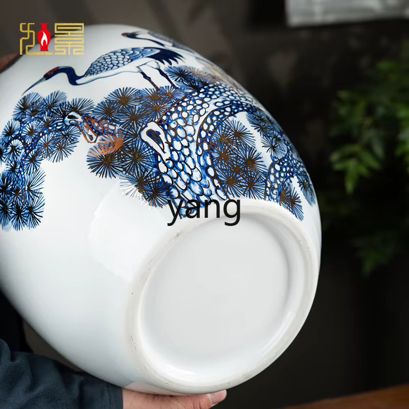 LTT Porzellan aus Jingdezhen-Keramik im neuen chinesischen Stil, handbemalt, Blau-Weiß-Gold mit floralem Design, rund - Bild 3