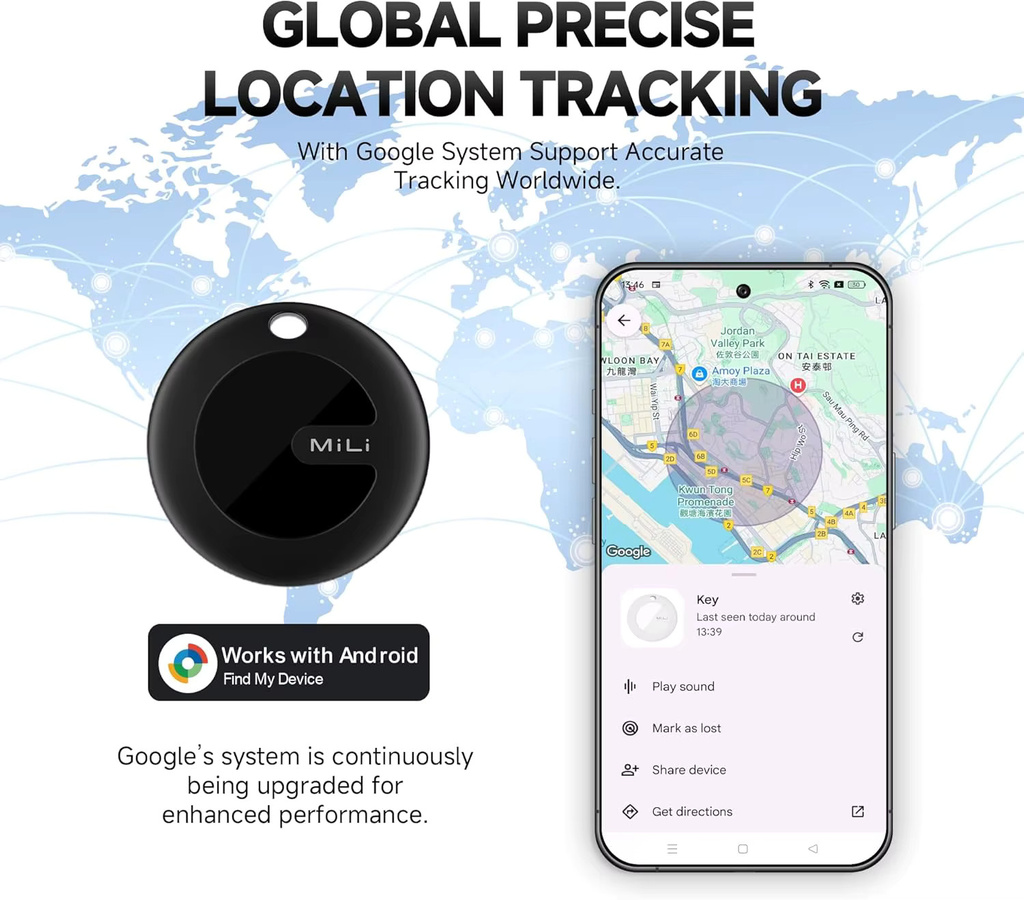MiLi Mitag Go GPS-Tracker Smart Tag für Android, Artikelfinder kompatibel mit Google Find My Device, Farbe: Schwarz - Bild 2