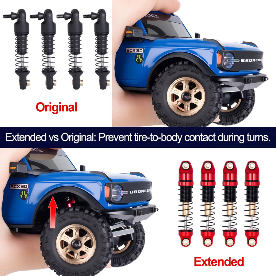 Axial RC Crawler Auto Upgrade-Zubehör, 4 Stück Aluminium-Stoßdämpfer, 28,5mm, mit Drei Federspannungen - Bild 3