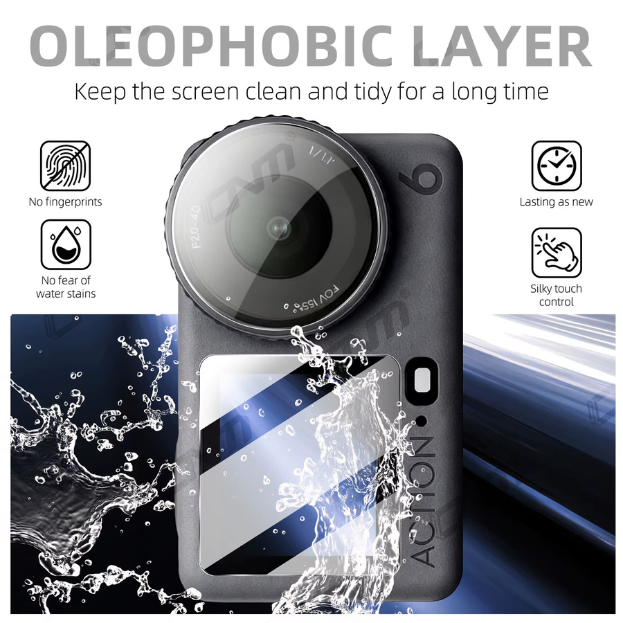 DJI Action 6 Displayschutzfolie aus gehärtetem Glas, transparent, HD-klar und kratzfest - Bild 3