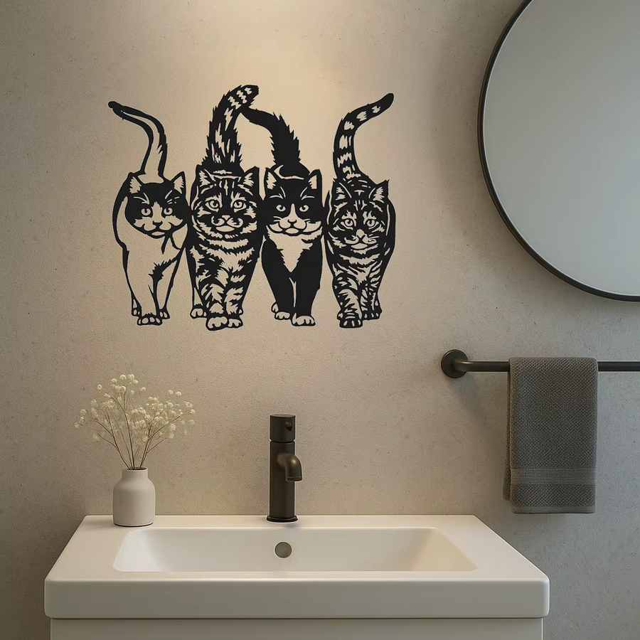 Künstlerische Katzen-Metallwandkunst von CIFBUY in Schwarz als dekorative Wanddekoration aus Metall - Bild 4