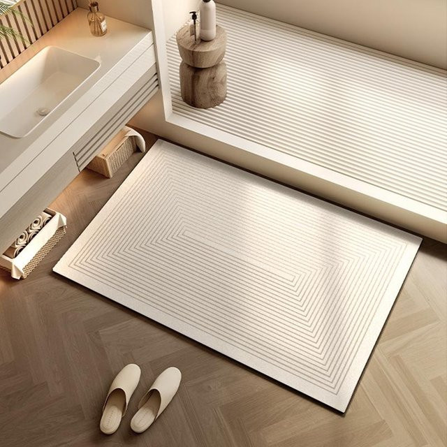 Yiran Furniture Badezimmer Fußmatte aus Kieselgur, schnelltrocknend und rutschfest, Weiß, B/T: 90 x 60 cm - Bild 1
