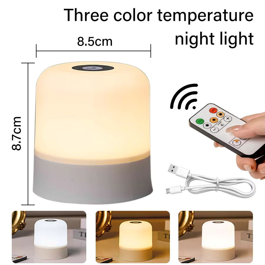 MeeToo Wiederaufladbare LED Tischlampe mit RGB-Farben, Touch-Steuerung und Fernbedienung, dimmbares Nachtlicht für das Schlafzimmer in Weiß - Bild 5