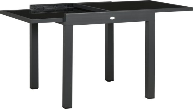 Outsunny Gartentisch mit klappbarer Glasplatte in Schwarz für Garten und Terrasse, B/T/H: 160 x 80 x 75 cm - Bild 1