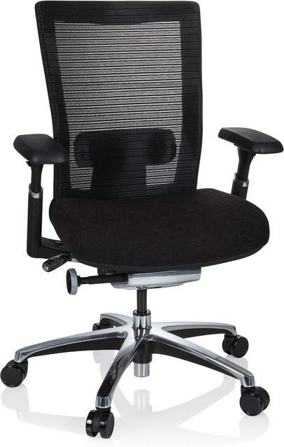 hjh OFFICE High End Bürostuhl NOVA PRO ALU in Schwarz mit Armlehnen aus Stoff und Netzstoff - Bild 1