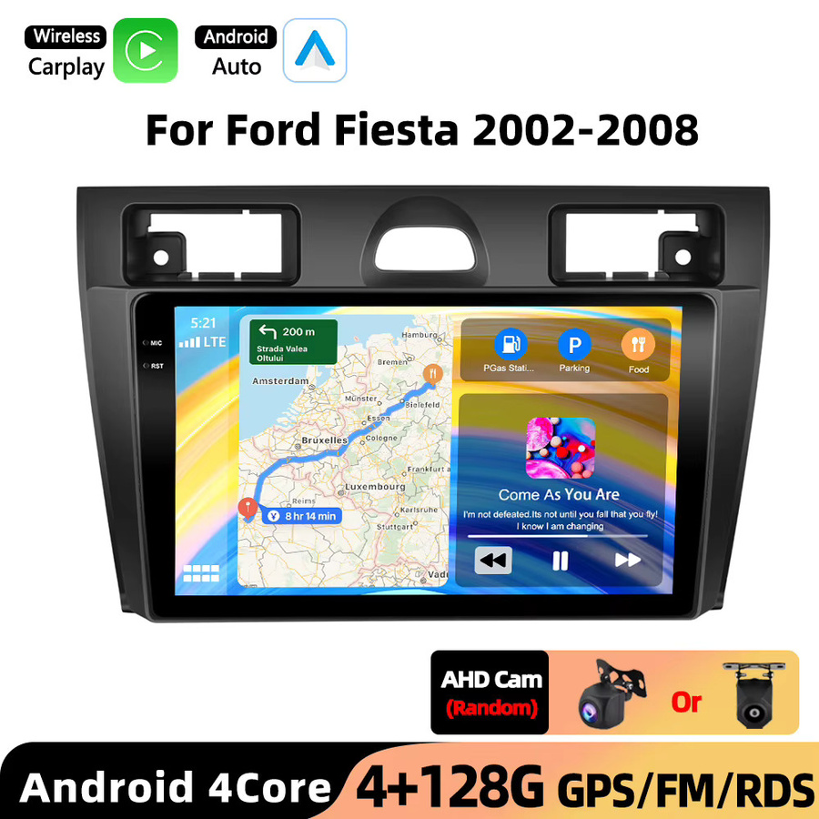 Podofo Wireless CarPlay Autoradio mit KI-Funktion für Ford Fiesta 2002-2008, Android Multimedia-Player mit GPS und WIFI in Schwarz, 2-DIN-Radio mit DSP FM/RDS EQ - Bild 7
