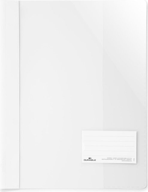 DURABLE Sichthefter A4 aus Kunststoff mit Beschriftungsfenster 90x57 mm in Weiß, 25 Stück - Bild 1