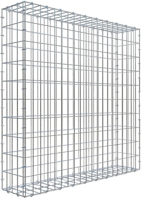 Gabiona C-Ring Gabione aus Stahl in Silbergrau, B/T/H: 100 x 100 x 20 cm, Maschenweite: 5 x 10 cm - Bild 1