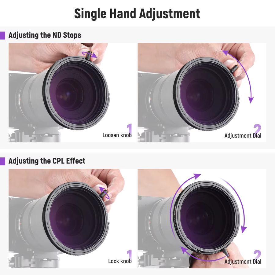 NEEWER 2in1 True Colors Multifunktions-Filter Variable ND2-ND32 und CPL Polarisationsfilter in Schwarz - Bild 3