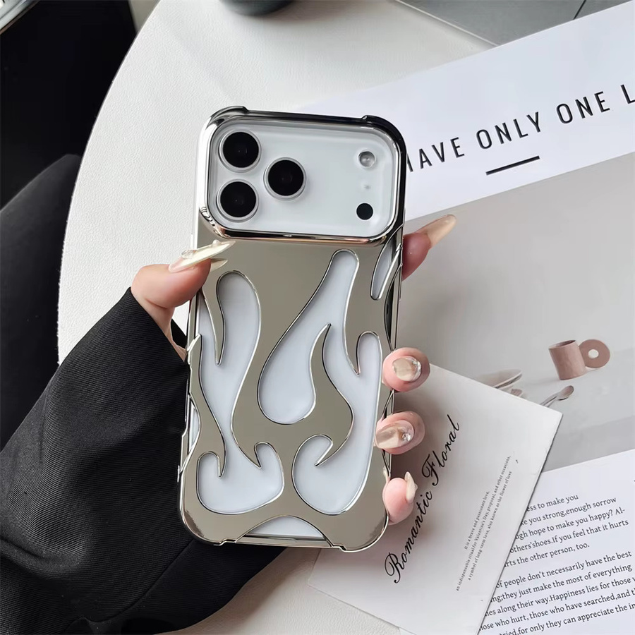 Schutzhülle mit 3D Flammenmuster für Apple iPhone in Orange - Bild 2