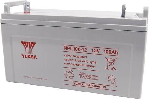 Yuasa NPL100-12 NP100-12 Blei-Vlies (AGM) Akku 12V 100Ah mit M10-Schraubanschluss, wartungsfrei, B/H/T: 40,7 x 24,0 x 17,2 cm - Bild 1