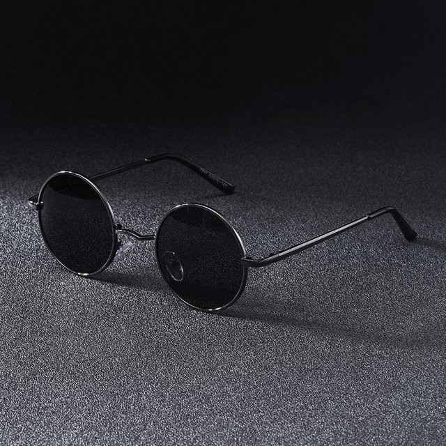 Hindfield Sonnenbrille, rund, Vollrand, Metall, schwarz, Unisex - Bild 1