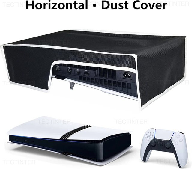 TECTINTER Staubschutzhülle für PS5 Slim und Pro in Schwarz, kratzfester Schutz für deine Konsole - Bild 1