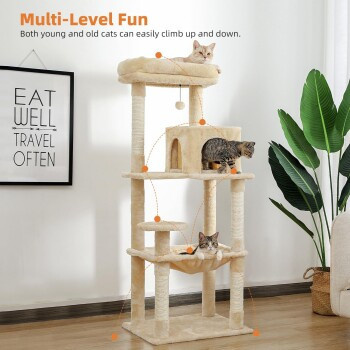 Pawz Road Kratzbaum XL für große Katzen mit Hängematte in Beige - Bild 2
