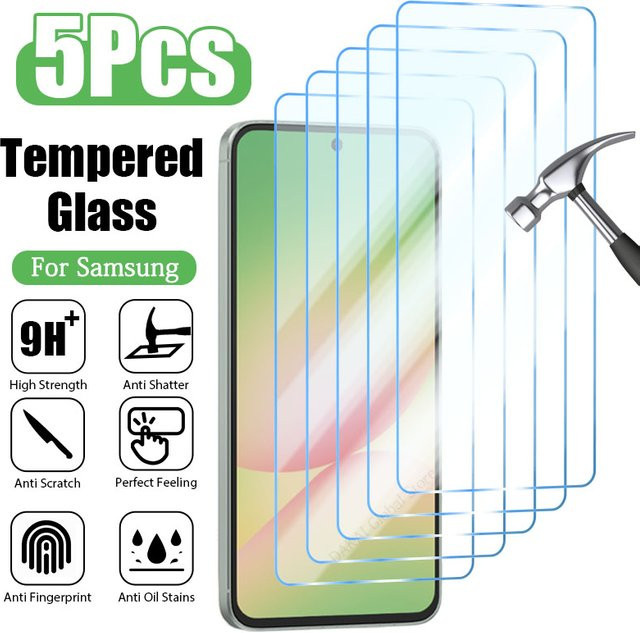 5er Set DYM Panzerglas Display Schutzfolie aus gehärtetem Glas für Samsung Galaxy S25 S24 S23 S22 Ultra Plus A56 A55 A54 A35 A33 A16 A15 A53 A52 A36 S20 FE 5G in Transparent - Bild 1