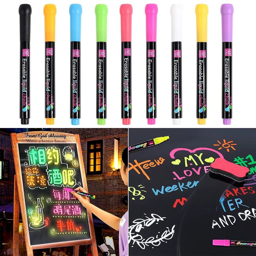 Multicolor Whiteboard-Stifte für Tafel und Glasfenster zum Staubfreien Löschen - Bild 2