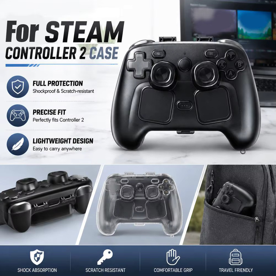 Transparente schwarze Schutzhülle für Steam Controller 2 mit Anti-Drop-Funktion - Bild 2
